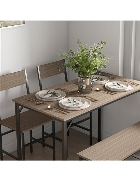 HOMCOM Four-Piece Dining Set, With Table, Chairs and Bench 83A-109V00GY - pic 69845 | FastDaddyshop
