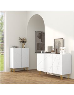 HOMCOM Storage Cabinet with High Gloss Front, White 839-935V80WT 2