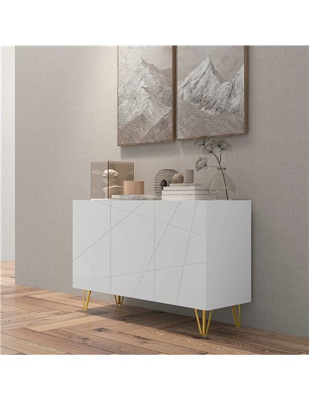 HOMCOM Storage Cabinet with High Gloss Front, Freestanding Sideboard with Adjustable Shelves, Soft-Close Doors and Gold Tone Hai - pic 69854 | FastDaddyshop