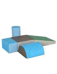 HOMCOM 5-Piece Kids Climb & Crawl Soft Playset, Blue-Green 3D0-004