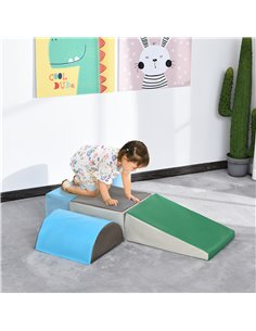 HOMCOM 5-Piece Kids Climb & Crawl Soft Playset, Blue-Green 3D0-004 2