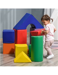 HOMCOM 11 Piece Soft Play Blocks Kids Climb and Crawl Gym, Multicoloured 3D0-008 2
