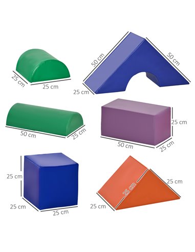 HOMCOM 11 Piece Soft Play Blocks Kids Climb and Crawl Gym Toy Foam Building and Stacking Blocks Non-Toxic Learning Play Set Acti