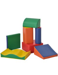 HOMCOM 7 Piece Soft Play Blocks Kids Climb and Crawl Gym Toy, Multicoloured 3D0-006