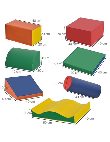 HOMCOM 7 Piece Soft Play Blocks Kids Climb and Crawl Gym Toy Foam Building and Stacking Blocks Non-Toxic Learning Play Set Educa - pic 69903 | FastDaddyshop