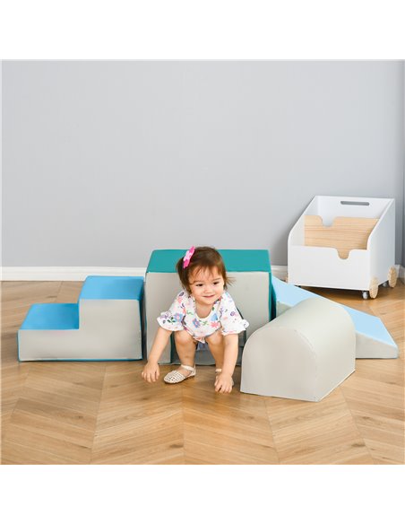 HOMCOM Kids 4-piece Soft Play Set Baby Foam Climber Climbing Indoor Block Toys Gross Motor Development for Toddlers 1-3 Years 3D - pic 69920 | FastDaddyshop