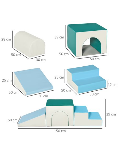 HOMCOM Kids 4-piece Soft Play Set Baby Foam Climber Climbing Indoor Block Toys Gross Motor Development for Toddlers 1-3 Years 3D - pic 69921 | FastDaddyshop