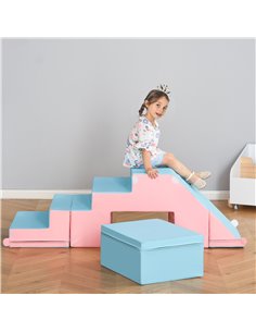 HOMCOM Soft Play Set Kids 2-piece Baby Foam Climber, Blue-Pink 3D0-010 2