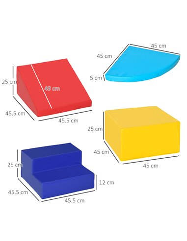 HOMCOM Educational Soft Play, 4-Piece Foam Climb and Crawl Set, Colourful Activity Toys for Toddlers and Preschoolers 3D0-011