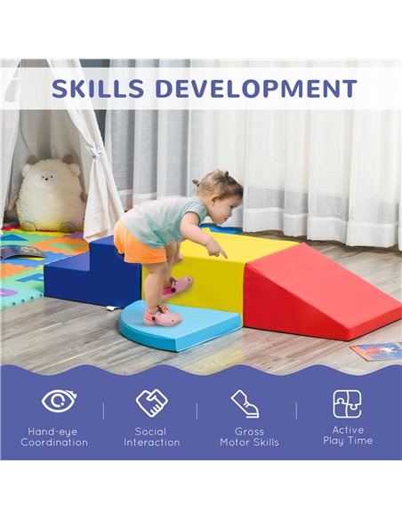 HOMCOM Educational Soft Play, 4-Piece Foam Climb and Crawl Set, Colourful Activity Toys for Toddlers and Preschoolers 3D0-011 - pic 69940 | FastDaddyshop