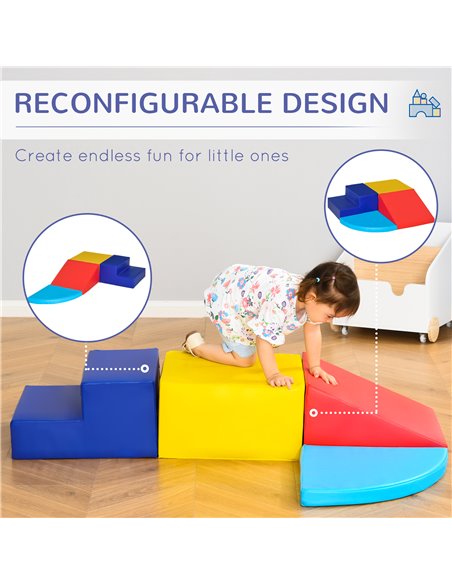 HOMCOM Educational Soft Play, 4-Piece Foam Climb and Crawl Set, Colourful Activity Toys for Toddlers and Preschoolers 3D0-011 - pic 69942 | FastDaddyshop