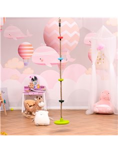 HOMCOM Climbing Rope with Disc Swings and Platforms, Multicolour Outdoor Playset for Backyard Playground 344-022 2