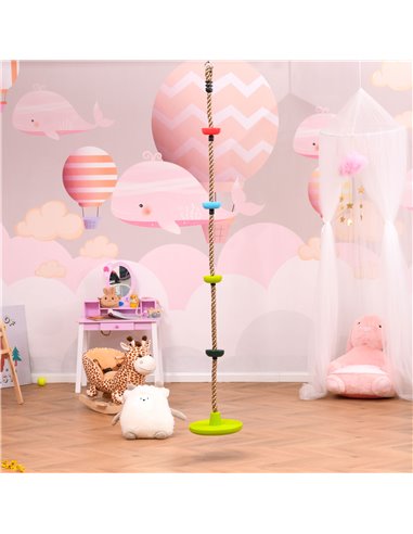 HOMCOM Climbing Rope with Disc Swings and Platforms, Multicolour Outdoor Playset for Backyard Playground 344-022
