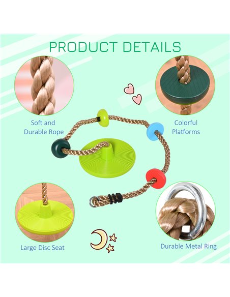 HOMCOM Climbing Rope with Disc Swings and Platforms, Multicolour Outdoor Playset for Backyard Playground 344-022 - pic 69949 | FastDaddyshop