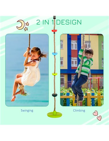 HOMCOM Climbing Rope with Disc Swings and Platforms, Multicolour Outdoor Playset for Backyard Playground 344-022