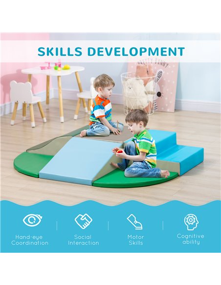 HOMCOM 6-piece Soft Play, Climb and Crawl Foam, Toddler Stairs and Ramp, Colorful Children's Educational Software, for Baby Pres - pic 69958 | FastDaddyshop