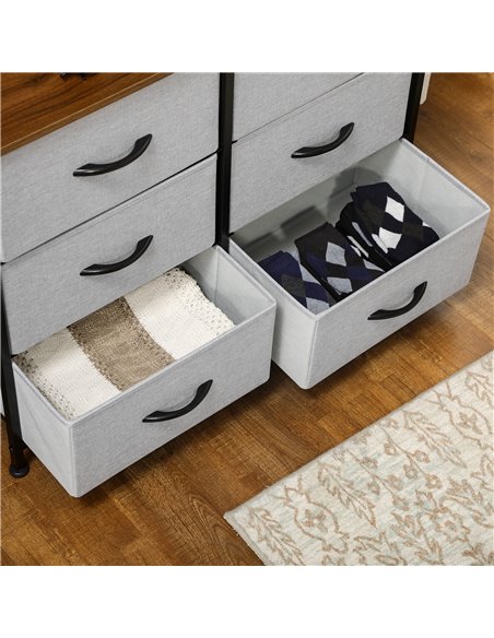 HOMCOM Chest of Drawers, Fabric Storage Drawers, Industrial Bedroom Dresser w/6 Fabric Drawers, Steel Frame, Wooden Top for Nurs - pic 6996 | FastDaddyshop