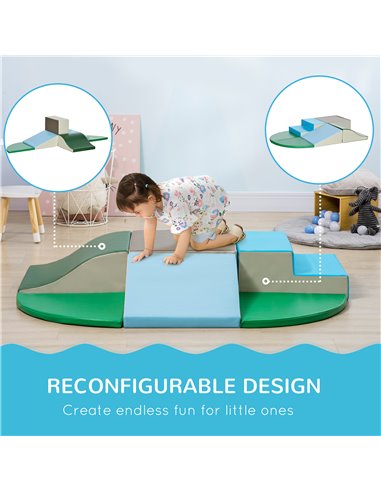 HOMCOM 6-piece Soft Play, Climb and Crawl Foam, Toddler Stairs and Ramp, Colorful Children's Educational Software, for Baby Pres