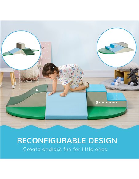 HOMCOM 6-piece Soft Play, Climb and Crawl Foam, Toddler Stairs and Ramp, Colorful Children's Educational Software, for Baby Pres - pic 69960 | FastDaddyshop
