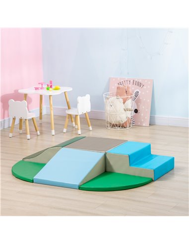 HOMCOM 6-piece Soft Play, Climb and Crawl Foam, Toddler Stairs and Ramp, Colorful Children's Educational Software, for Baby Pres