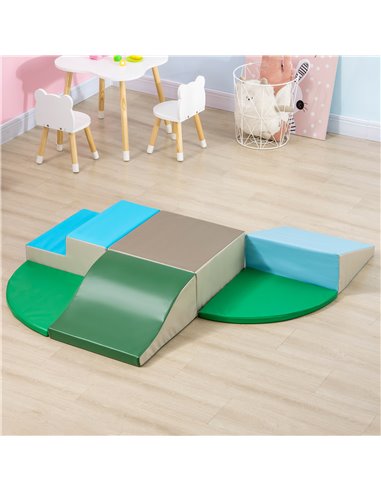 HOMCOM 6-piece Soft Play, Climb and Crawl Foam, Toddler Stairs and Ramp, Colorful Children's Educational Software, for Baby Pres