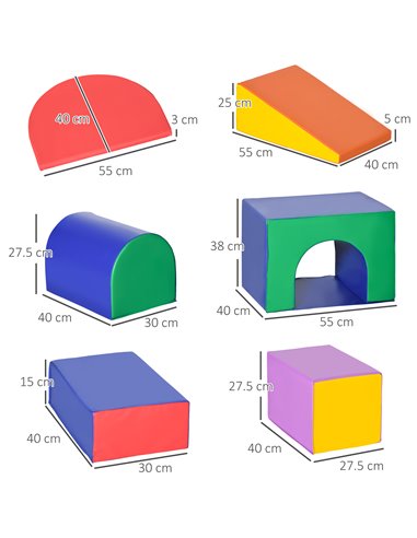 HOMCOM 7-piece Soft Play, Climb and Crawl Foam, Toddler Stairs and Ramp, Colourful Kids' Educational Software, Activity Toys for