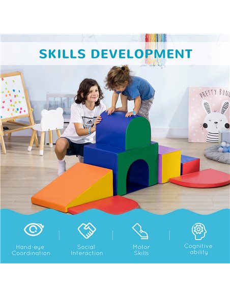 HOMCOM 7-piece Soft Play, Climb and Crawl Foam, Toddler Stairs and Ramp, Colourful Kids' Educational Software, Activity Toys for - pic 69967 | FastDaddyshop