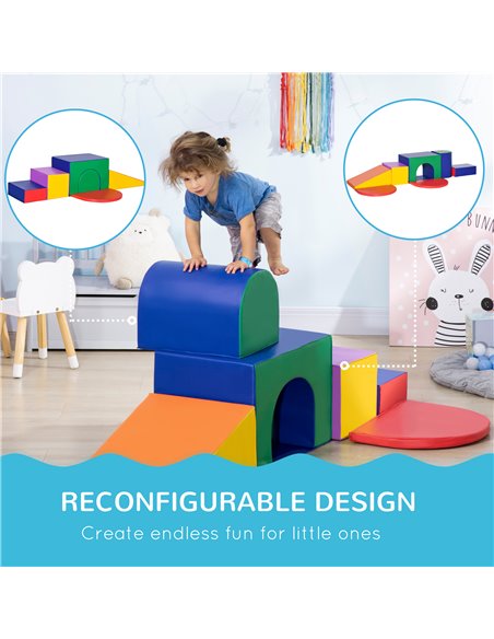 HOMCOM 7-piece Soft Play, Climb and Crawl Foam, Toddler Stairs and Ramp, Colourful Kids' Educational Software, Activity Toys for - pic 69969 | FastDaddyshop