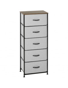 Homcom Chest of Drawers, Dresser with 5 Fabric Drawers, Steel Frame, Grey