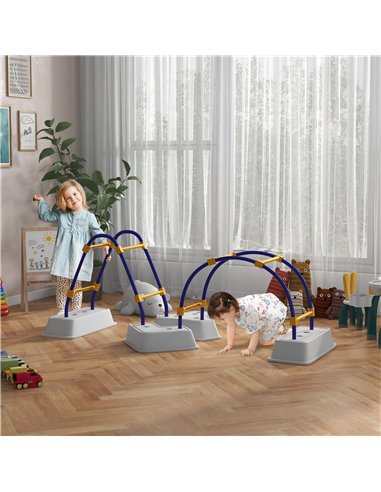 Outsunny Kids Climber with Climbing Arch, Triangle Climber for Indoor Outdoor Use, for Toddlers 3-6 Years Old, Blue 34D-001V00BU