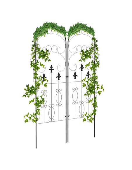 Outsunny Metal Trellis Set of 2, Garden Trellis for Climbing Plants Support Frames, Scrolls Design 84H-056V00BK - pic 70009 | FastDaddyshop