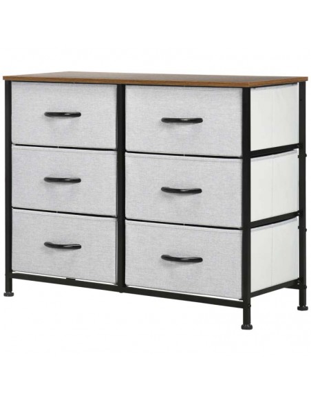 Homcom Chest of Drawer Fabric Dresser Storage Cabinet with 6 Drawers - Grey - pic 7001 | FastDaddyshop