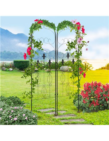 Outsunny Metal Trellis Set of 2, Garden Trellis for Climbing Plants Support Frames, Scrolls Design 84H-056V00BK