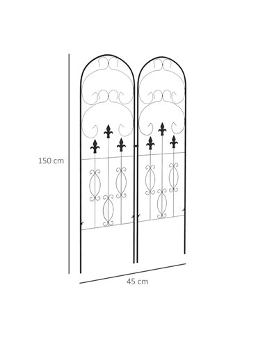 Outsunny Metal Trellis Set of 2, Garden Trellis for Climbing Plants Support Frames, Scrolls Design 84H-056V00BK