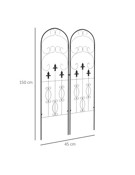 Outsunny Metal Trellis Set of 2, Garden Trellis for Climbing Plants Support Frames, Scrolls Design 84H-056V00BK - pic 70011 | FastDaddyshop