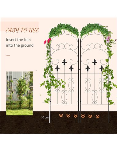 Outsunny Metal Trellis Set of 2, Garden Trellis for Climbing Plants Support Frames, Scrolls Design 84H-056V00BK