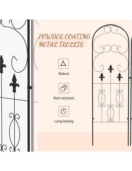 Outsunny Metal Trellis Set of 2, Garden Trellis for Climbing Plants Support Frames, Scrolls Design 84H-056V00BK - pic 70014 | FastDaddyshop