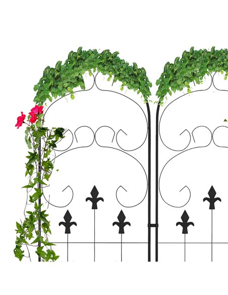 Outsunny Metal Trellis Set of 2, Garden Trellis for Climbing Plants Support Frames, Scrolls Design 84H-056V00BK - pic 70015 | FastDaddyshop