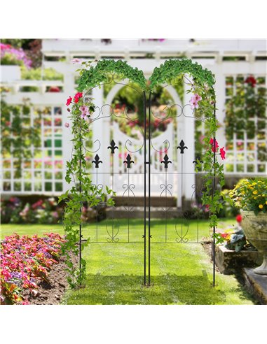 Outsunny Metal Trellis Set of 2, Garden Trellis for Climbing Plants Support Frames, Scrolls Design 84H-056V00BK