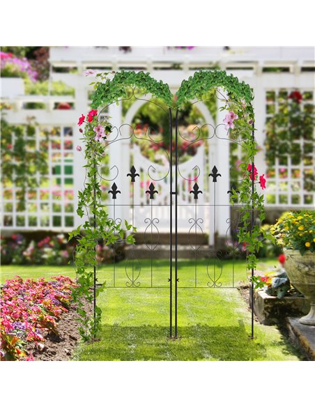 Outsunny Metal Trellis Set of 2, Garden Trellis for Climbing Plants Support Frames, Scrolls Design 84H-056V00BK - pic 70017 | FastDaddyshop