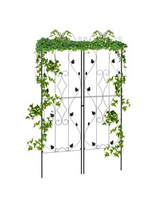 Outsunny Metal Trellis Set of 2, Garden Trellis for Climbing Plants Support Frames, Leaf Design 84H-055V00BK