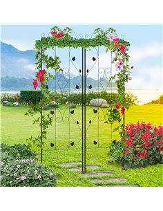 Outsunny Metal Trellis Set of 2, Garden Trellis for Climbing Plants Support Frames, Leaf Design 84H-055V00BK 2