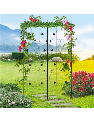 Outsunny Metal Trellis Set of 2, Garden Trellis for Climbing Plants Support Frames, Leaf Design 84H-055V00BK