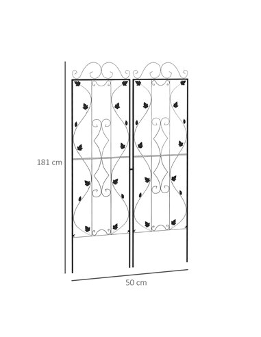 Outsunny Metal Trellis Set of 2, Garden Trellis for Climbing Plants Support Frames, Leaf Design 84H-055V00BK