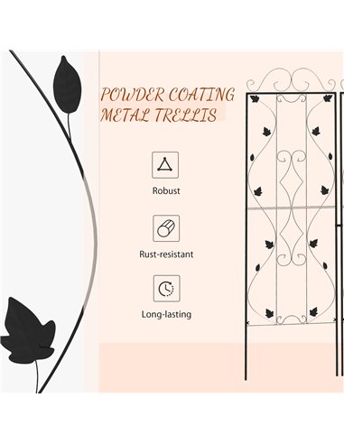 Outsunny Metal Trellis Set of 2, Garden Trellis for Climbing Plants Support Frames, Leaf Design 84H-055V00BK