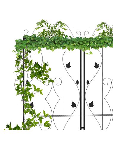 Outsunny Metal Trellis Set of 2, Garden Trellis for Climbing Plants Support Frames, Leaf Design 84H-055V00BK