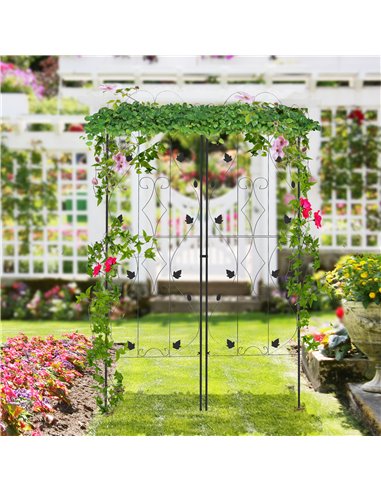 Outsunny Metal Trellis Set of 2, Garden Trellis for Climbing Plants Support Frames, Leaf Design 84H-055V00BK