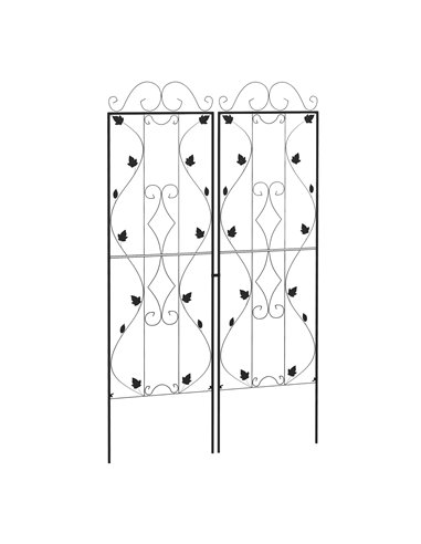 Outsunny Metal Trellis Set of 2, Garden Trellis for Climbing Plants Support Frames, Leaf Design 84H-055V00BK