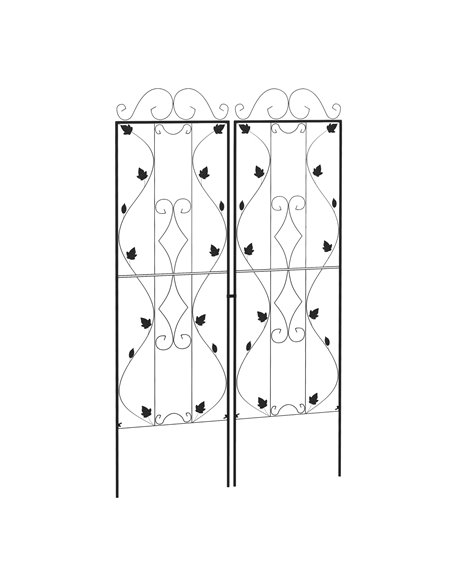 Outsunny Metal Trellis Set of 2, Garden Trellis for Climbing Plants Support Frames, Leaf Design 84H-055V00BK - pic 70026 | FastDaddyshop