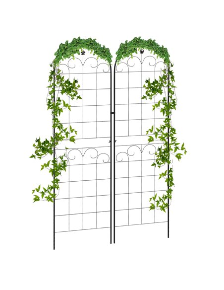 Outsunny Metal Trellis Set of 2, Garden Trellis for Climbing Plants Support Frames, Floral Design 84H-052V00BK - pic 70027 | FastDaddyshop